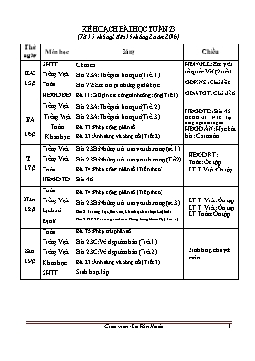 Kế hoạch bài học tuần 23 lớp 4 - Năm học 2016-2017 - Lê Văn Hoàn